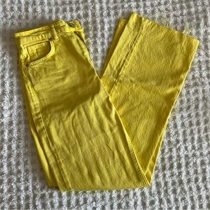 ZARA WIDE-LEG FULL-LENGTH COLOURED JEANS YELLOW HIGH WAIST - Size 4